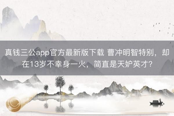 真钱三公app官方最新版下载 曹冲明智特别，却在13岁不幸身一火，简直是天妒英才？