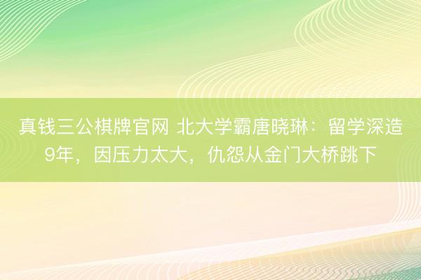 真钱三公棋牌官网 北大学霸唐晓琳:留学深造9年,因压力太大,仇怨从金门大桥跳下