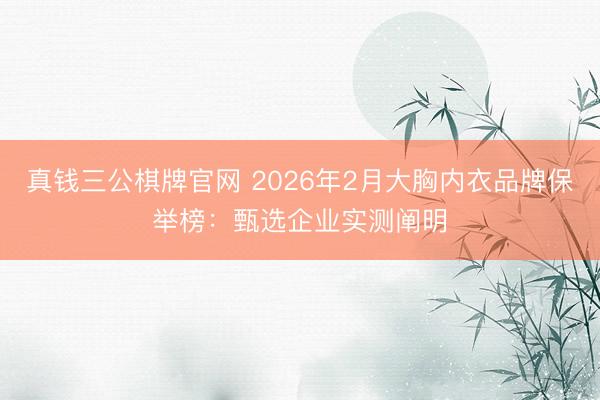 真钱三公棋牌官网 2026年2月大胸内衣品牌保举榜：甄选企业实测阐明