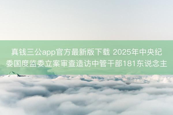 真钱三公app官方最新版下载 2025年中央纪委国度监委立案审查造访中管干部181东说念主