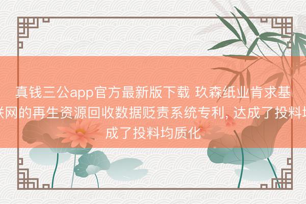 真钱三公app官方最新版下载 玖森纸业肯求基于物联网的再生资源回收数据贬责系统专利， 达成了投料均质化