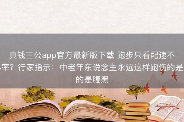 真钱三公app官方最新版下载 跑步只看配速不看心率？行家指示：中老年东说念主永远这样跑伤的是腹黑