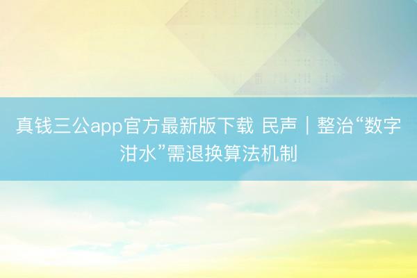真钱三公app官方最新版下载 民声｜整治“数字泔水”需退换算法机制