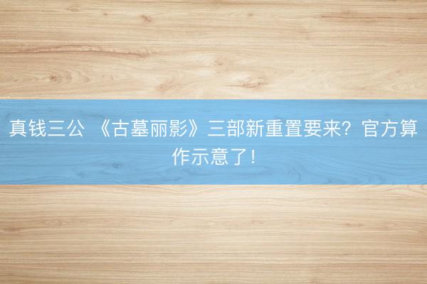 真钱三公 《古墓丽影》三部新重置要来？官方算作示意了！