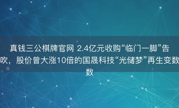 真钱三公棋牌官网 2.4亿元收购“临门一脚”告吹，股价曾大涨10倍的国晟科技“光储梦”再生变数