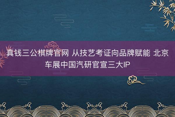 真钱三公棋牌官网 从技艺考证向品牌赋能 北京车展中国汽研官宣三大IP