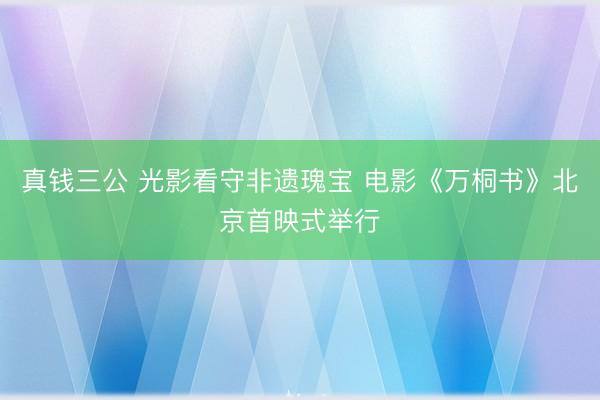 真钱三公 光影看守非遗瑰宝 电影《万桐书》北京首映式举行