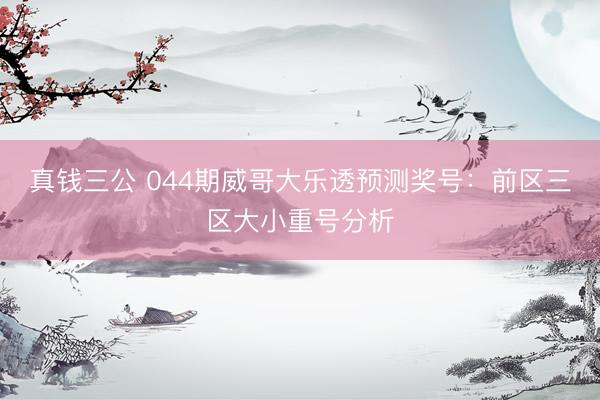 真钱三公 044期威哥大乐透预测奖号：前区三区大小重号分析